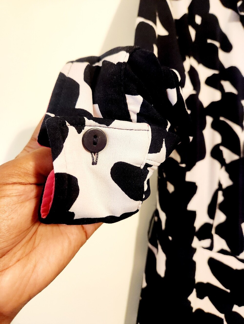 Lane Bryant | Women's Navy, White & Pink Jersey Printed Faux Wrap Dress (14/16) - Picture 6 of 15